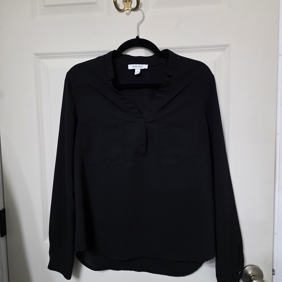 Nine West Tops - (2 FOR $20) Nine West Black V-Neck Opening Blouse